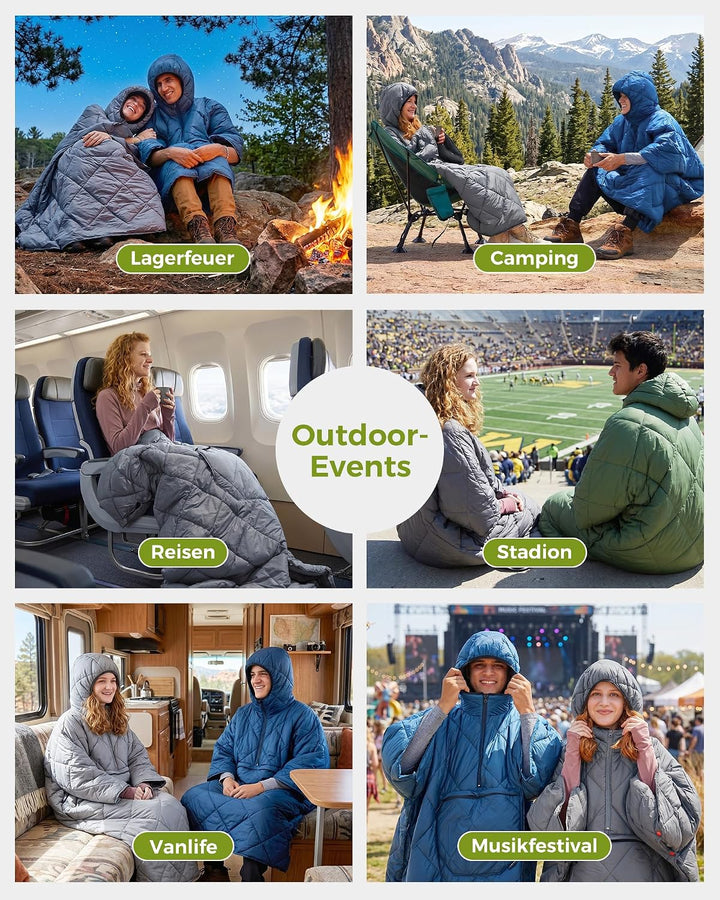 ATEPA Camping Decke Poncho, Ultraleicht Blau, Blau