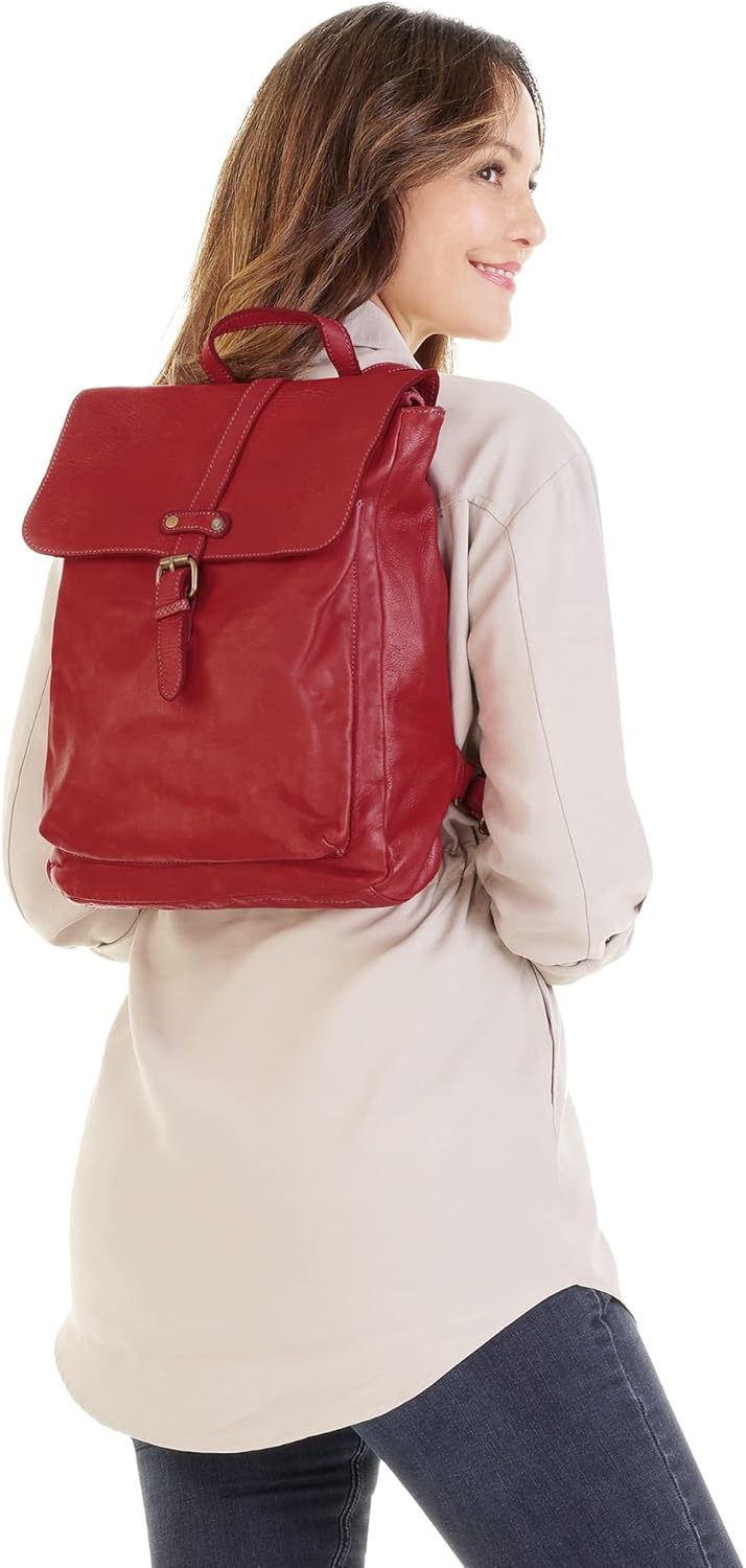 Samantha Look Rucksack Echt Leder Damen - 021380 Rot, Rot