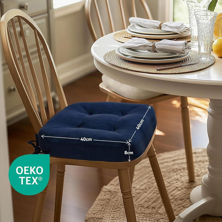 Codi Sitzkissen 40x40×8 cm 4er Set, Extra Dicke, Bequeme Stuhlkissen mit wasserabweisendem Bezug – W