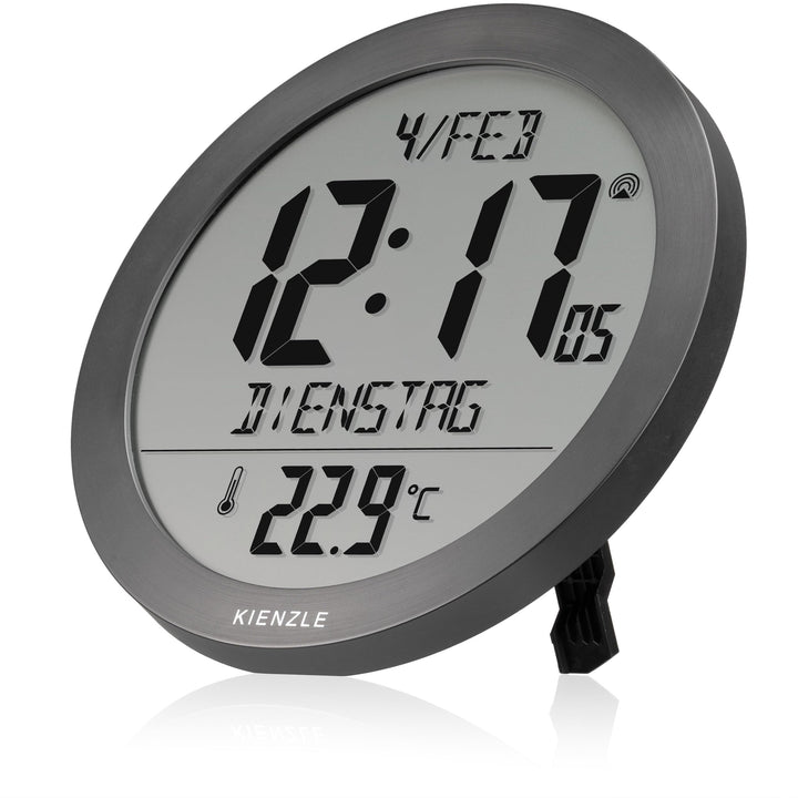 Kienzle DCF Funkwanduhr 18,7 cm mit Innentemperatur anthrazit
