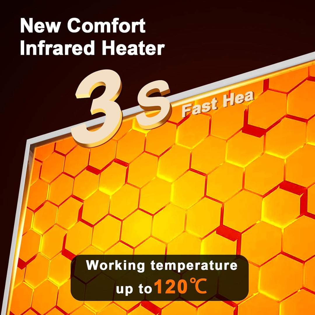 Infrarotheizung 300W mit Thermostat, Infrarot Wandheizung, 3-8 m² Weiss 300W, Weiss 300W