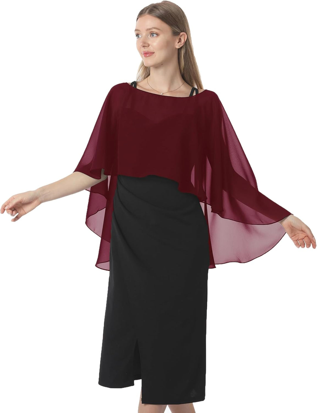 Damen Chiffon-umhang001 Pashmina-Schal Einheitsgrösse Burgunder, Einheitsgrösse Burgunder