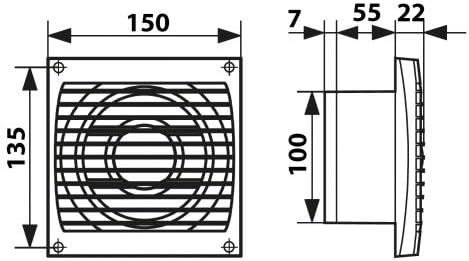 Badventilator Dalap 100 ELKE ZW, mit Zeitnachlauf und Hygrost