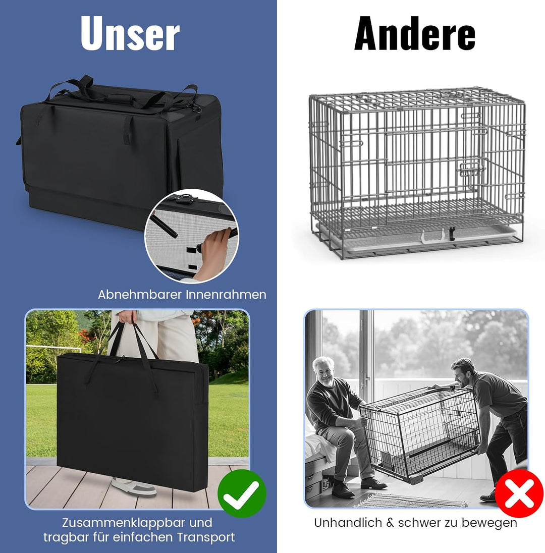 COSTWAY Hundebox faltbar, Transportbox Hund mit 2 Öffnungen, Fenster, Netzkorb, Griffen &amp; Tasche, Hu