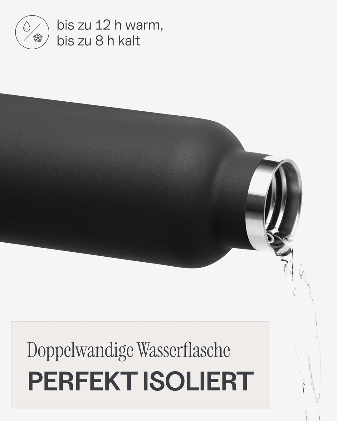 Kapten &amp; Son Trinkflasche Edelstahl 750 ml Schwarz | Thermosflasche auslaufsicher &amp; spülmaschinenfes