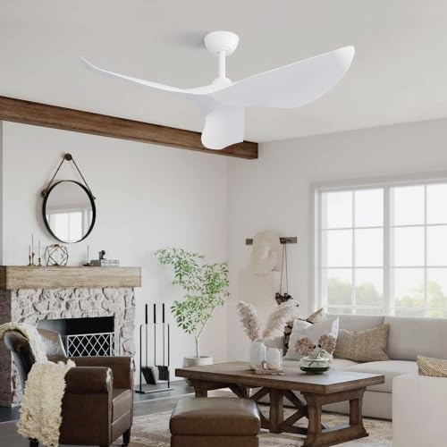 Deckenventilator 38 Zoll Weiss ohne Licht, DC Motor, Fernbedienung, Timer