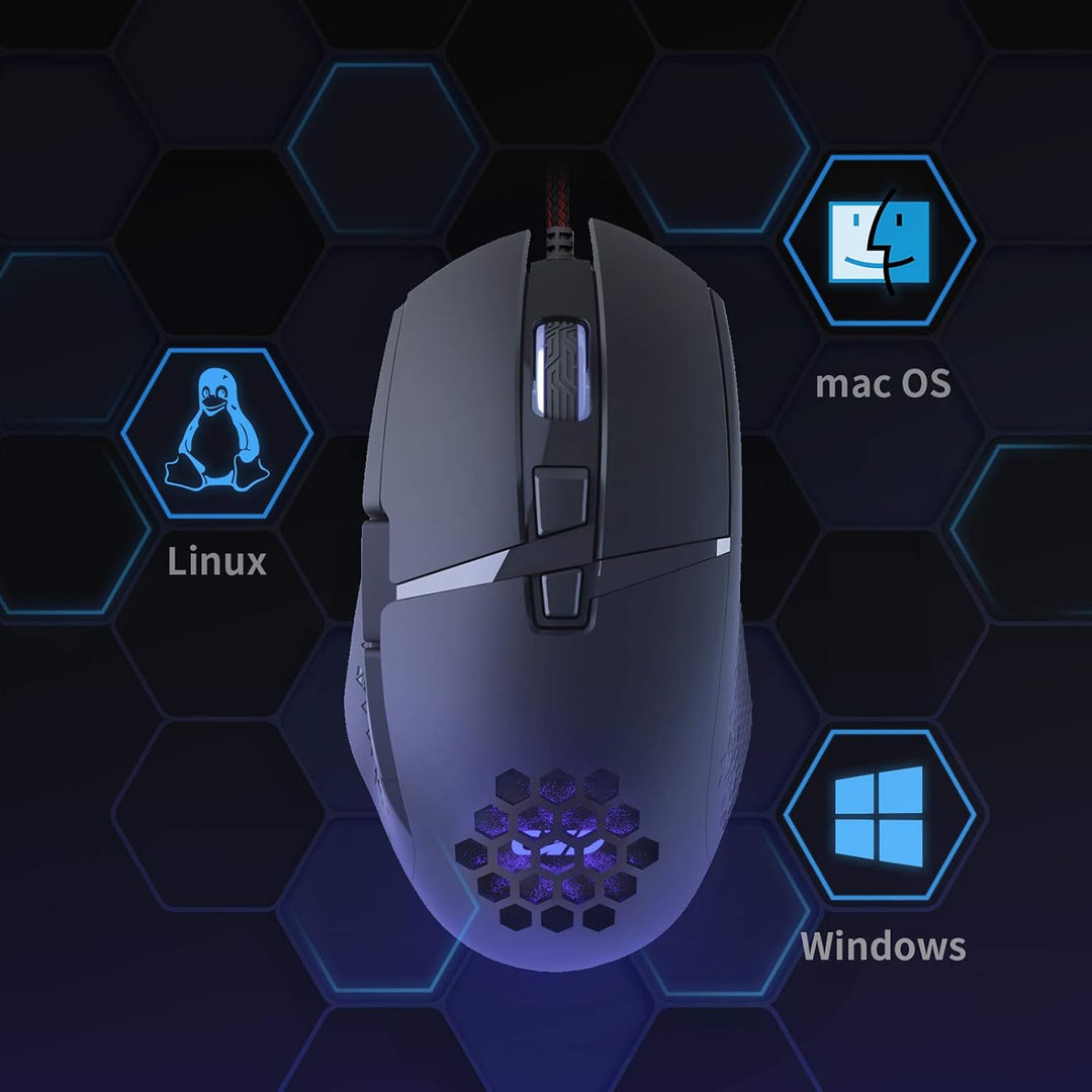 Gaming Maus Kabel Ergonomisch USB Laptop PC Gamer Maus 7200 DPI Optischer Sensor 8 Programmierbar Ta