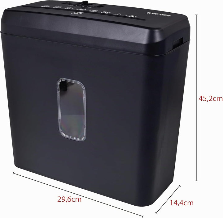 Office Products Aktenvernichter / 5-6 Blätter Querschnitt/Behälter 8 l/Schwarz/Papierschredder für k