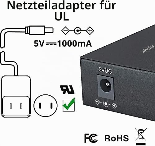 ipolex Gigabit Ethernet Medienkonverter LWL Glasfaser Singlemode LC, mit 1G SFP LX Transceiver-10/10
