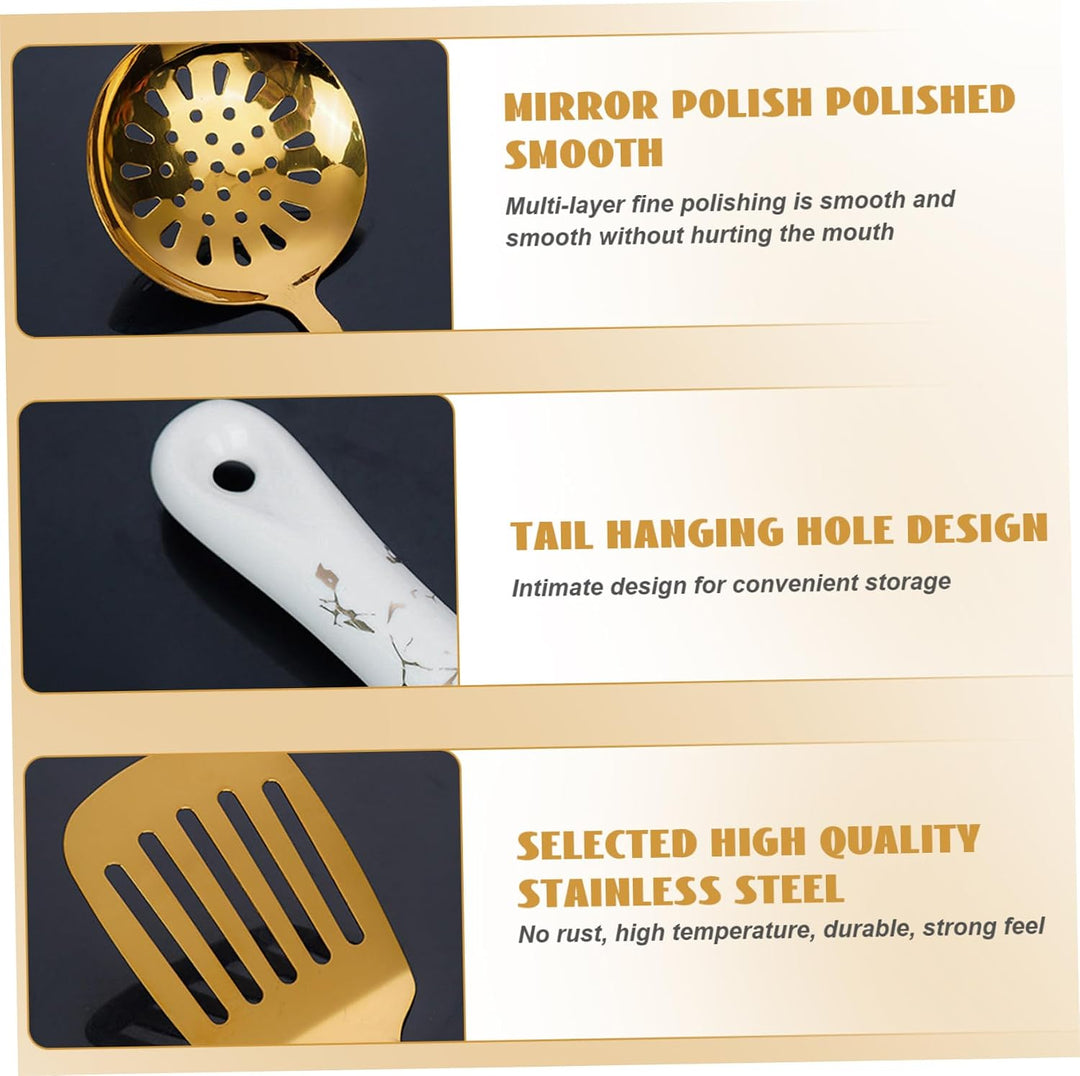 Küchenutensilien Set 7PCS Edelstahl Gold Utensilienhalter Geschirrspüler