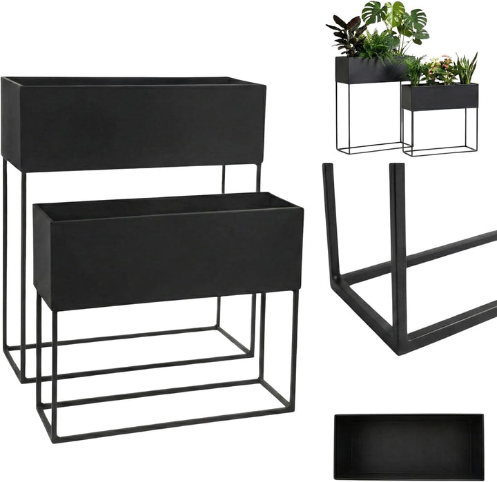 Längliche Blumenständer Loft aus Metall TINO, 2er-Set