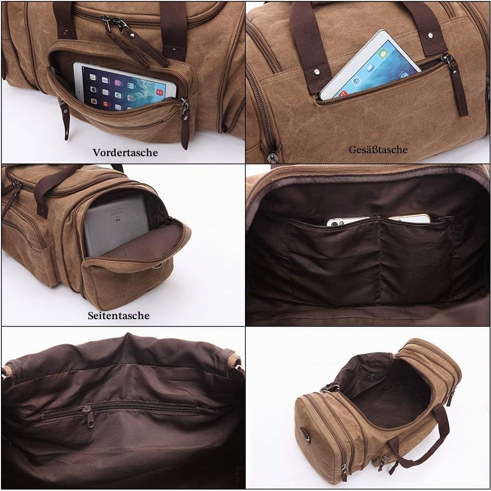 Reisetasche, gross 40 l 50 l erweiterbare Segeltuch-Reisetasche, Unisex-Reisetaschen, Wochenendtasch