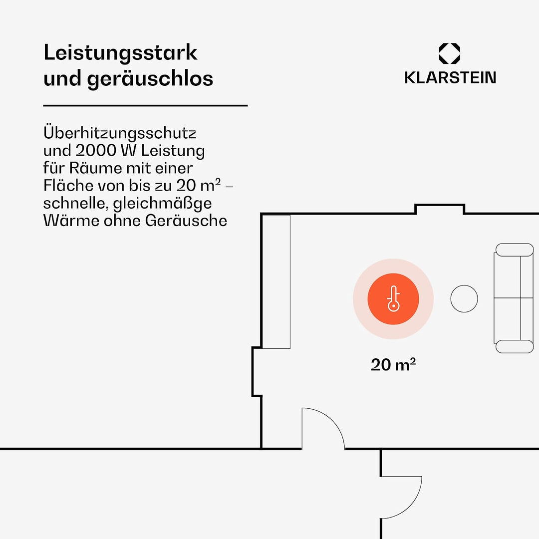 Klarstein Elektroheizung, Konvektor-Heizung mit Bodenrollen, Mobile Elektroheizung Energiesparend, L