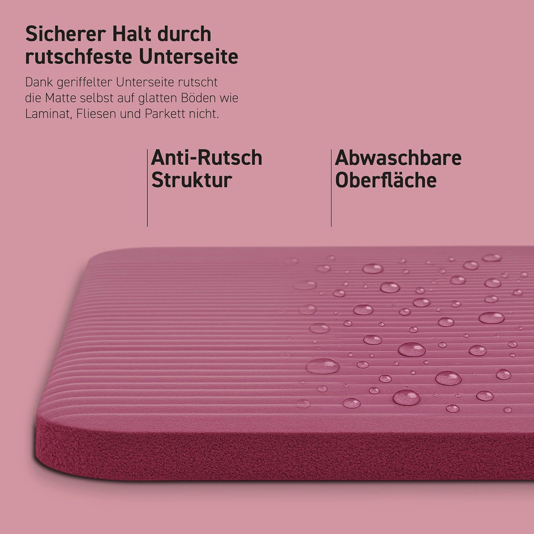 MSPORTS Gymnastikmatte | Yogamatte Premium rutschfest inkl. Tragegurt + Übungsposter + Workout App I