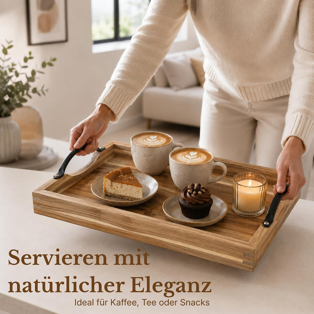 Stilvolles Tablett - Serviertablett - Holztablett - Servierplatte - robust und abwischbar - schönes