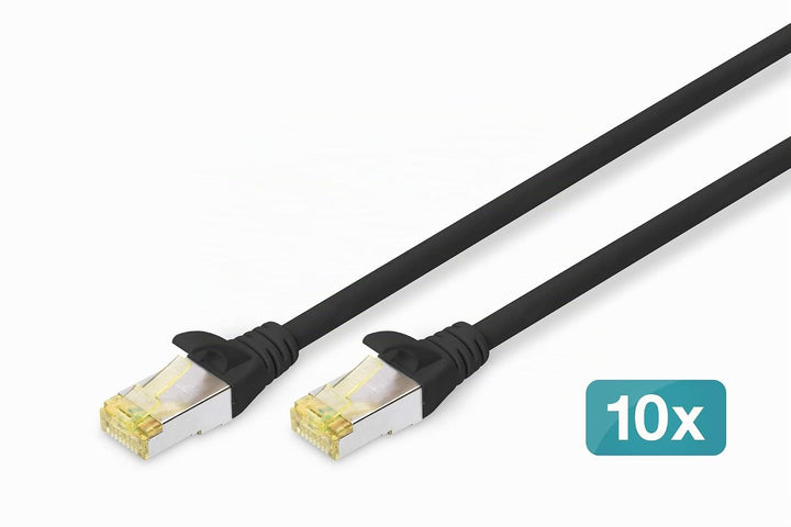 DIGITUS LAN Kabel Cat 6A – 3 m – 10 Stück – S/FTP Geschirmt – Schwarz Schwarz 3 m - 10 count, Schwar