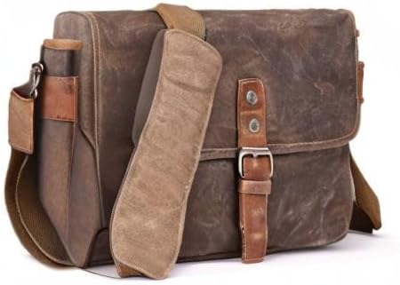 ONEGenug SLR-Kameratasche, wasserdichte Wachs-Segeltuchtasche Vintage Kameratasche Messenger Bag mit