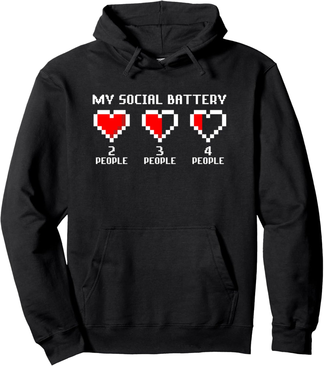 Lustig Introvertiert Introvert - Social Battery Retro Heart Pullover Hoodie