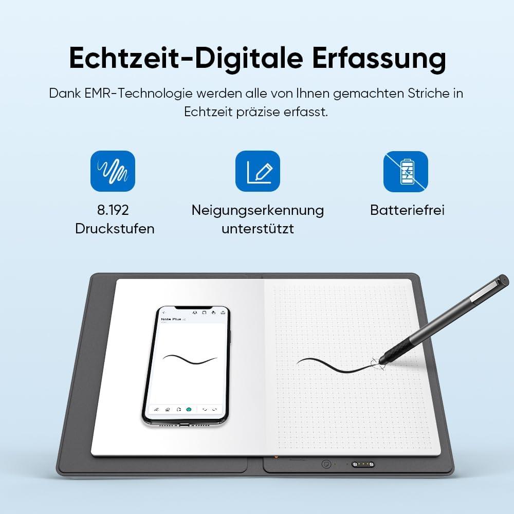 XPPen Note Plus Digital Notizbuch A5, 50 Seiten mit App Evernote Sync &amp; Wiederverwendbar, Smart Noti
