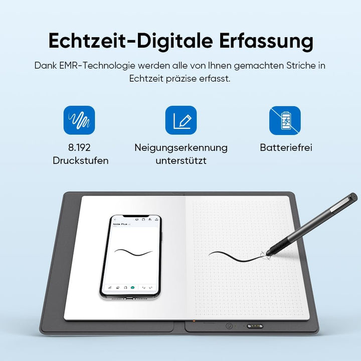XPPen Note Plus Digital Notizbuch A5, 50 Seiten mit App Evernote Sync &amp; Wiederverwendbar, Smart Noti