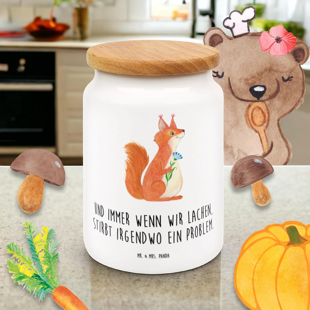 Mr. &amp; Mrs. Panda Teedose Eichhörnchen Blume - Geschenk, tee behälter, Kaffeedose, Spruch Positiv, Lu