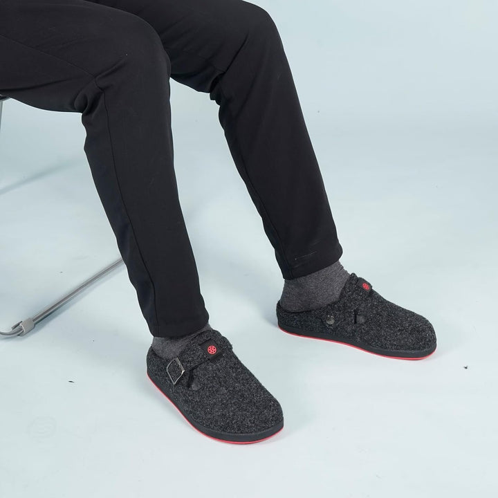 Gaatpot Filzclog Winter Hausschuhe Warme Pantoffeln für Damen Herren,Gr.36-46 38 EU Schwarz A, 38 EU