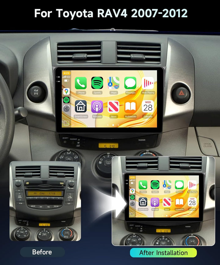 4G+64G Rimoody Android Autoradio für Toyota RAV4 2007-2012 9 Zoll HD Autoradio RAV4 mit Wireless Car