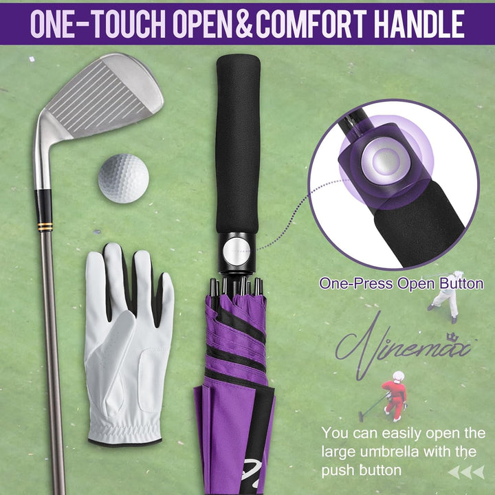 NINEMAX Golf Regenschirm Gross Sturmfest XL/XXL, Grosser Regenschirm Sturmfest Stabil, Golfschirm Gr