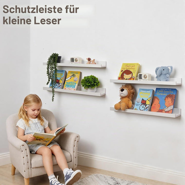 Wandregal Weiss, 40cm 2er-Set Rustikales Wandbilderregal mit Lippe Weiss 40CM(2P), Weiss 40CM(2P)
