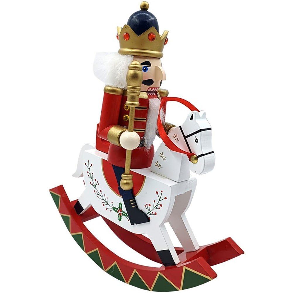 Lpitoy Hölzernes Schaukelpferd, Nussknacker, Soldat, Nussknackerfiguren Auf Schaukelpferd, Weihnacht