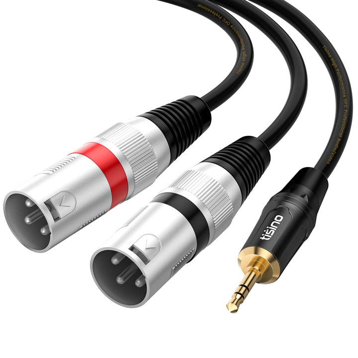 Tisino 3,5 mm auf XLR-Kabel, 3,5 mm auf Stereo-Breakout-Kabel mit zwei XLR-Steckern - 3m, 3M