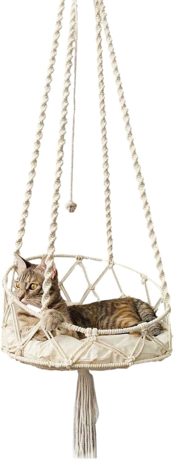 Katzenschaukel-Hängematte,Makramee-Katzenhängematte, Makramee Boho Hängemattenbett Für Katzen, Boho-