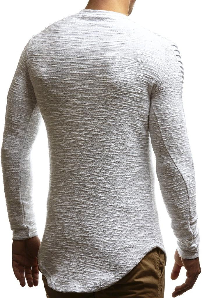 Leif Nelson Herren Pullover Rundhals-Ausschnitt Schwarzer Männer Longsleeve dünner Pulli Sweatshirt