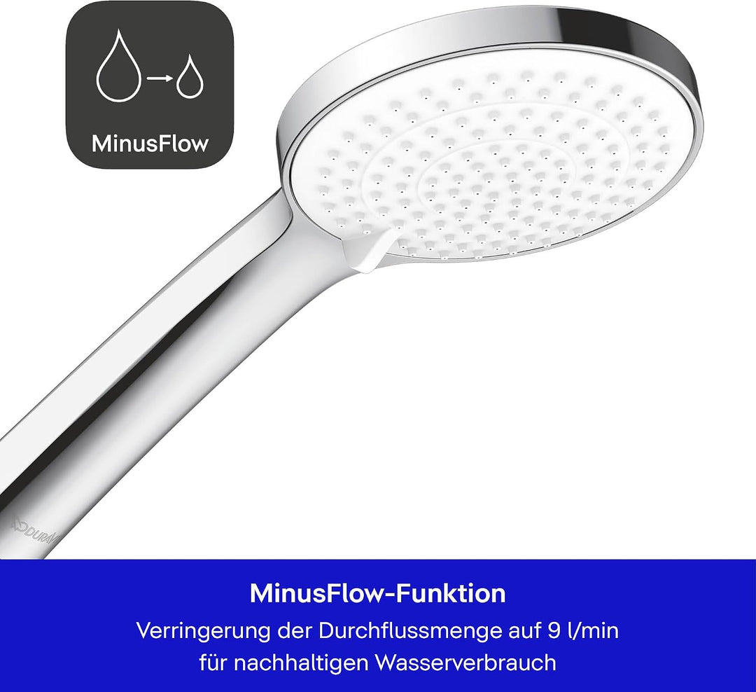 Duravit Brauseset, Duschset mit 3 Strahlarten (Rain, Pulse, Mono), Duschstange (810 mm) mit wassersp