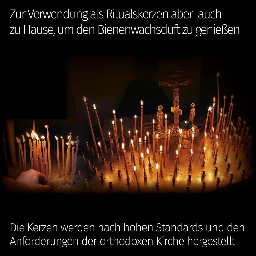 Danilovo Ritual Kerzen 100% Bienenwachs (Gelb) - Orthodoxe Kerzen für Gebet Tischdeko Hochzeit - Ung