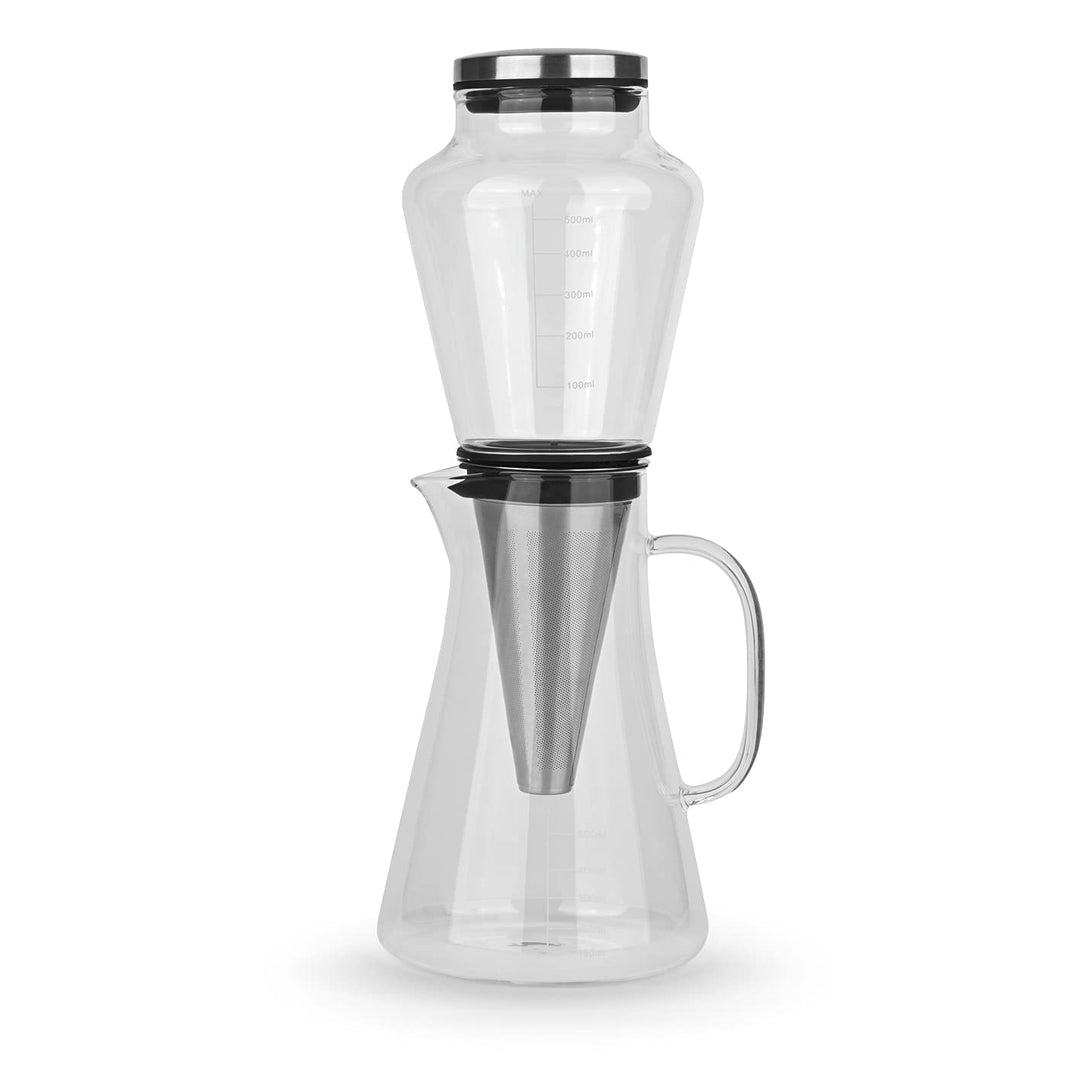 Beem Cold Drip Kaffeebereiter für 0,5l Borosilikatglas/Edelstahl Silber-Transparent, Masse: 14cm x 1