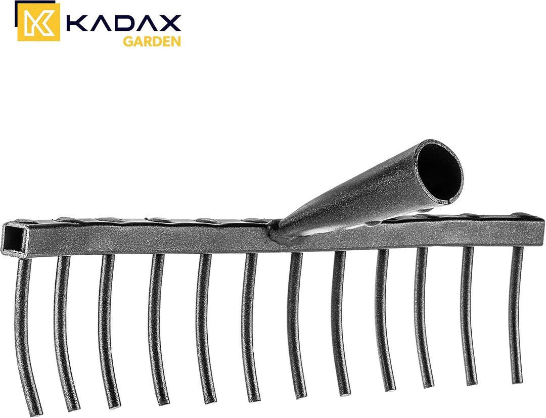 KADAX Gartenrechen aus Stahl, Steinrechen, Gartenharke ohne Stiel, Robuster Rechenkopf, Rechen für G