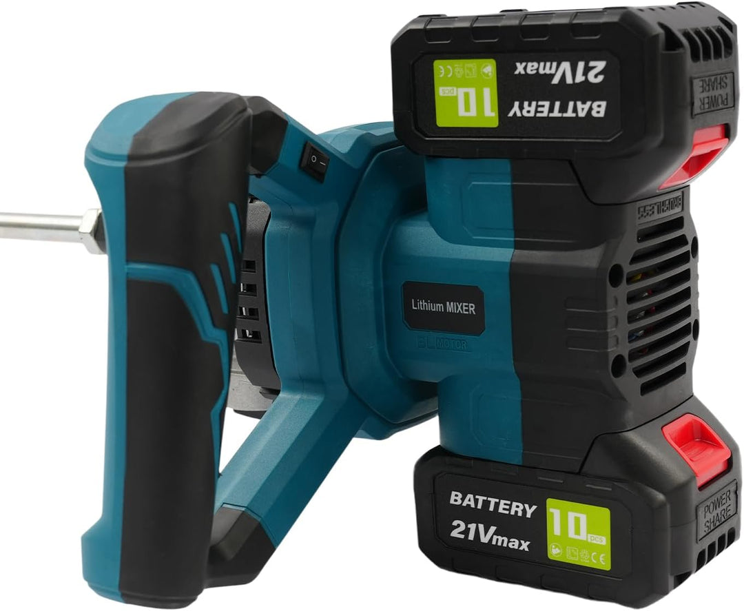 21V Akku Mörtelrührer, 1200W Bürstenloser Motor mit 65 Nm Drehmoment, 6-stufige Drehzahlregelung &amp; 2