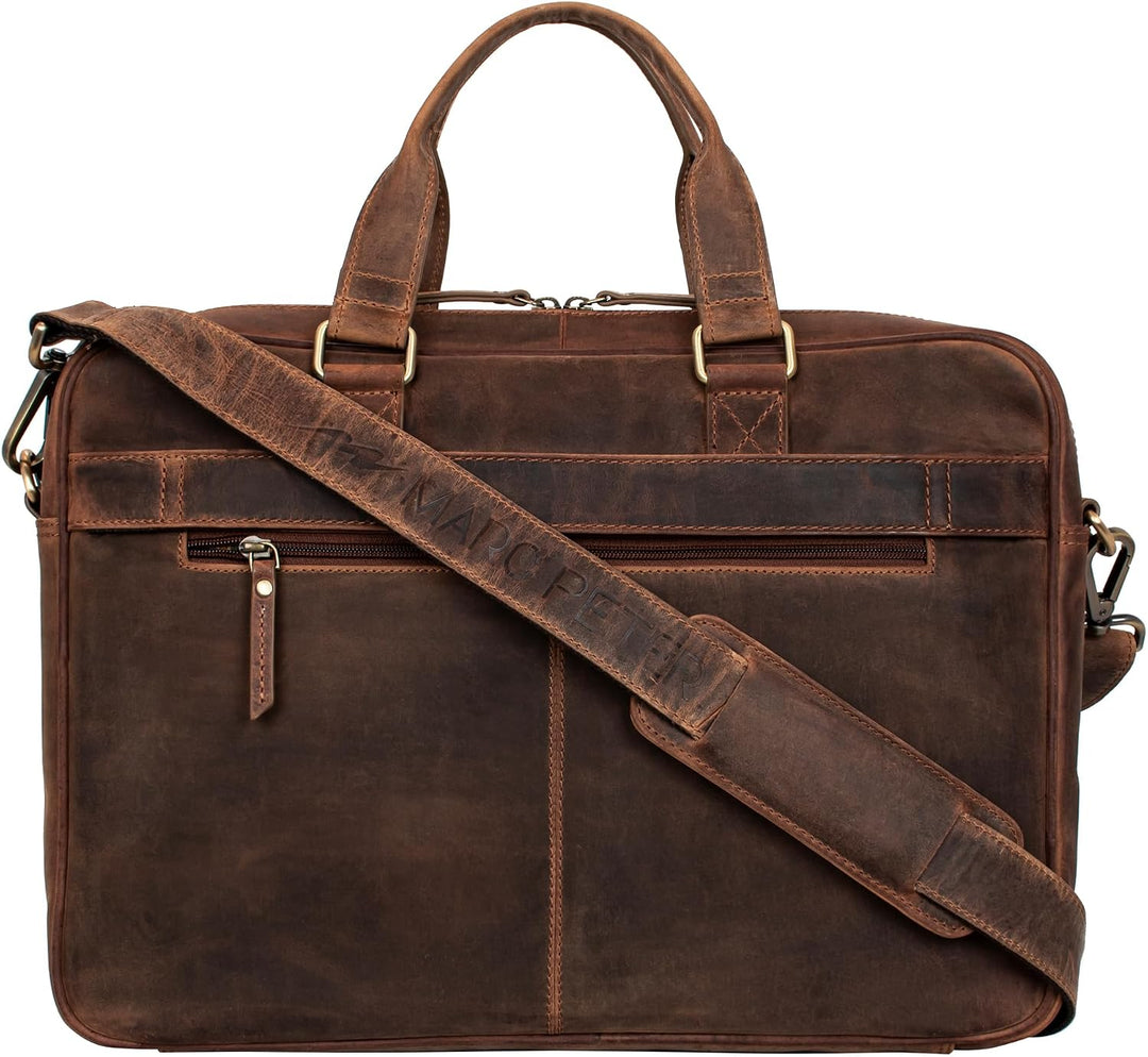 Marc Peter Laptoptasche Dallas I Leder Umhängetasche für 15.6 zoll Laptop I Aktentasche für Notebook