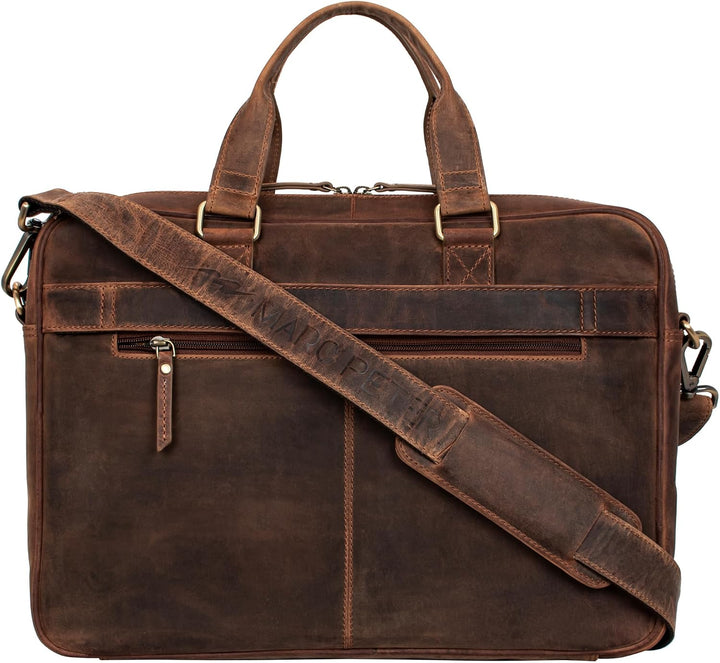 Marc Peter Laptoptasche Dallas I Leder Umhängetasche für 15.6 zoll Laptop I Aktentasche für Notebook