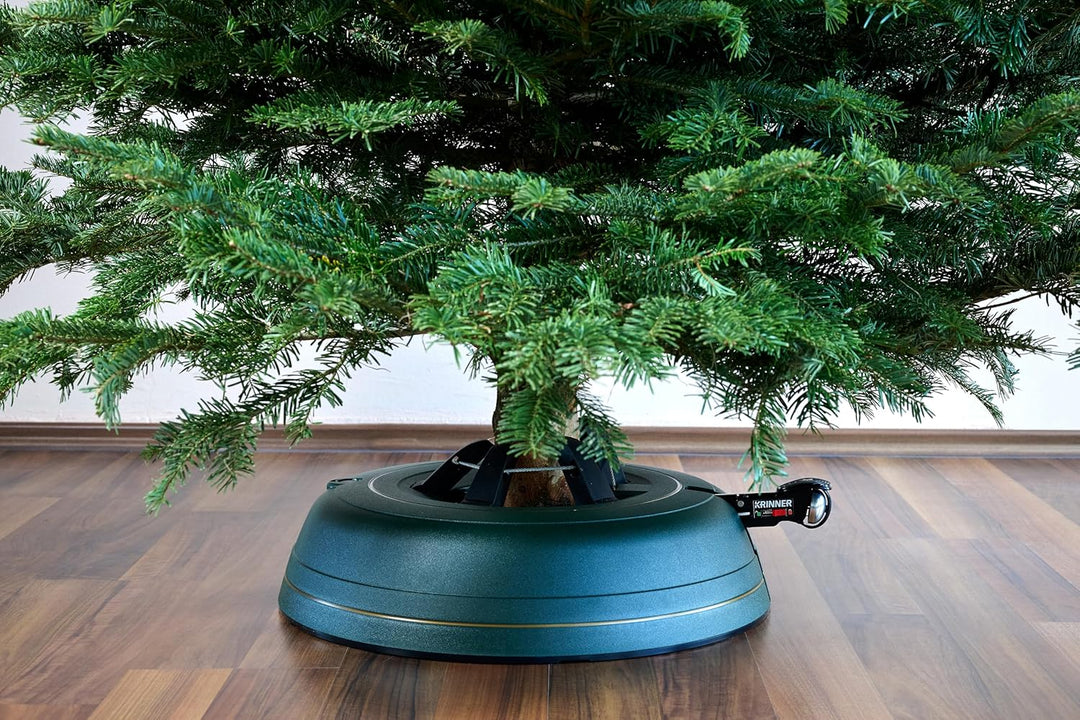 KRINNER Weihnachtsbaum Christbaumständer PREMIUM XXL grün inkl. Fusspedal- und Einseiltechnik Sicher