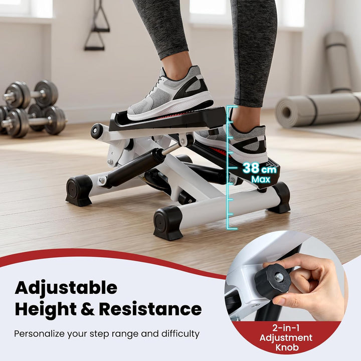 COSTWAY Mini-Stepper mit Power Ropes, Swing Stepper 100 kg belastbar Rot, Rot