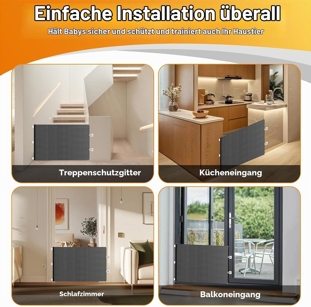 0-140cm Treppenschutzgitter Ausziehbar, Kindersicherung Treppe, Höhe 75cm
