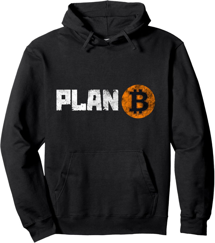 Vintage BTC Bitcoin Cryptocurrency Plan B, Bitcoin Graphic Pullover Hoodie