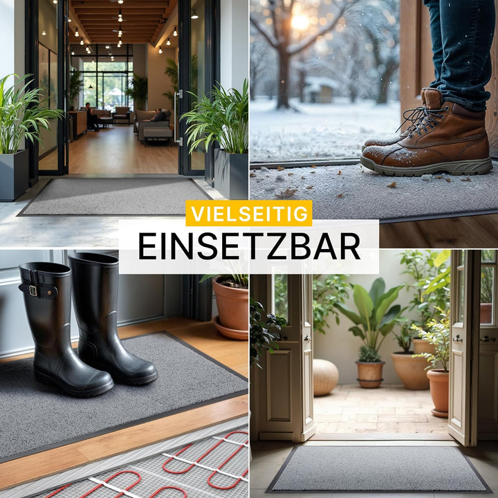 Entrando Fussmatte 120x180 cm – rutschfest &amp; waschbar, flach &amp; wetterfest – Schmutzfangmatte für Inn