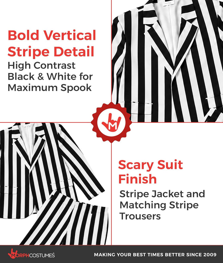 Fun Shack Gestreiftes Anzug Kostüm Herren, Schräges Halloween Kostüm M Schwarz, M Schwarz