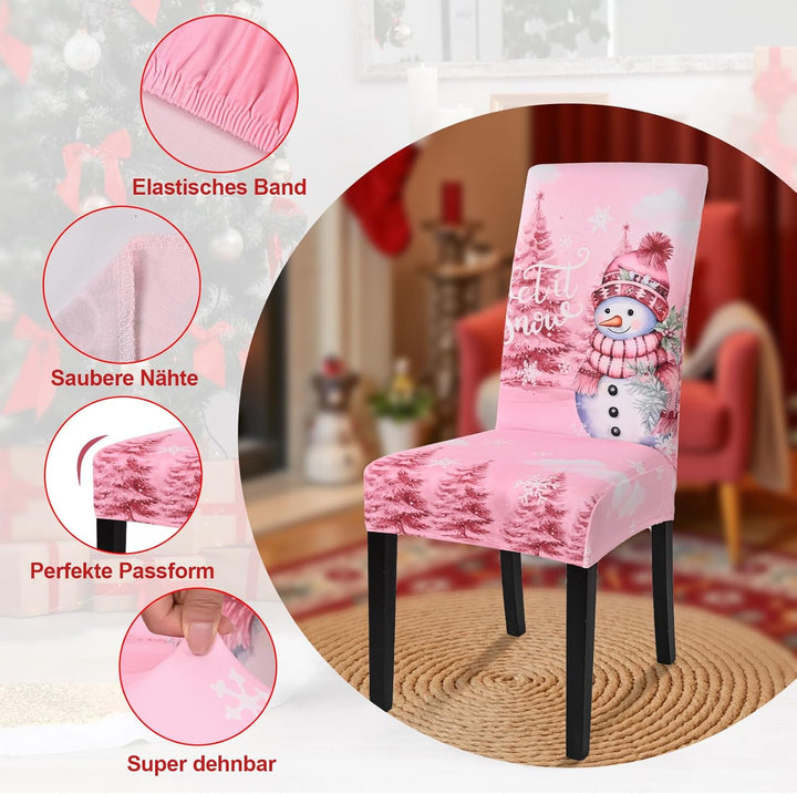 Yugarlibi Weihnachten Stretch Stuhlhussen 4er Set Stuhlbezug Schwingstuhl Universal Weihnachtsbaum E