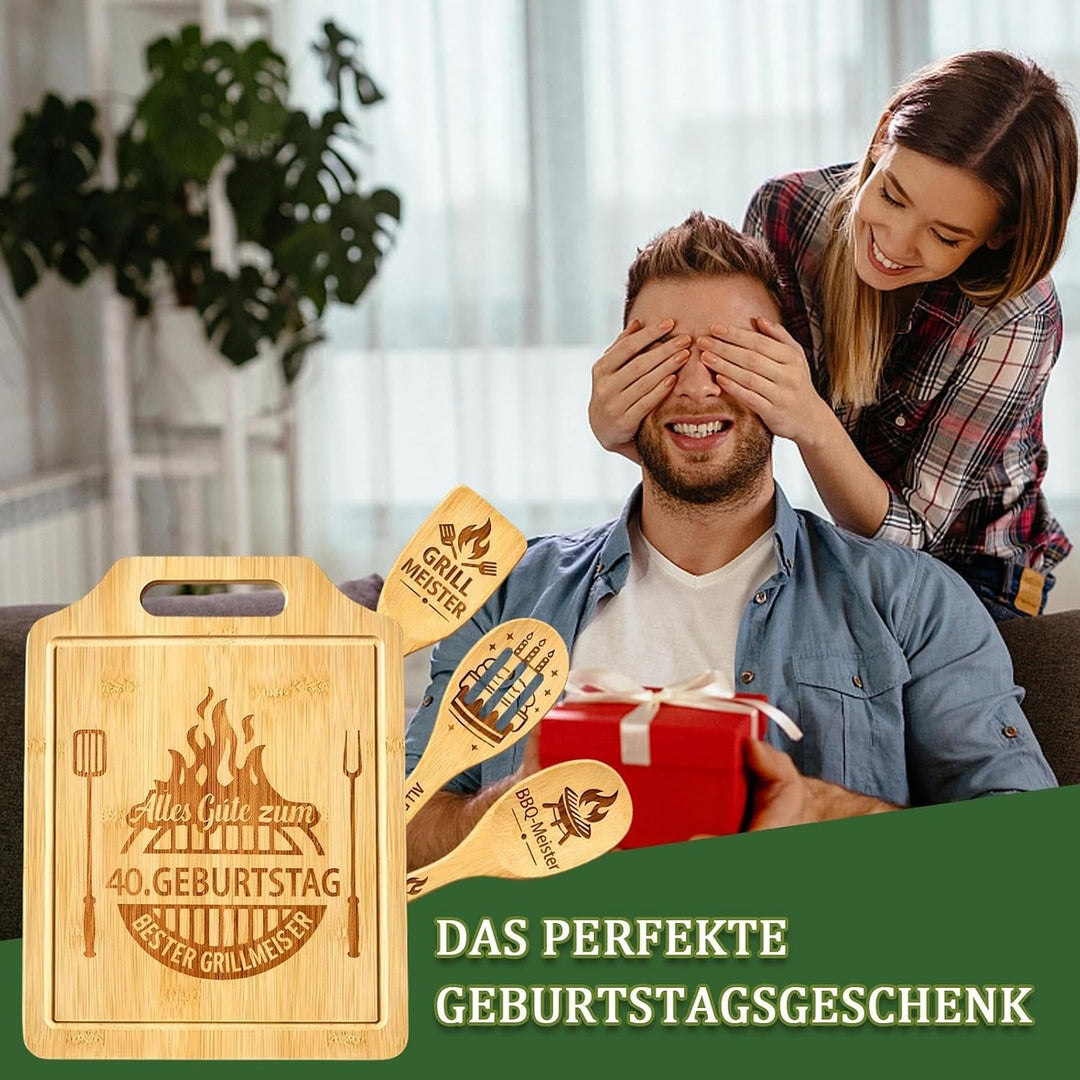 Geschenk 40. Geburtstag Männer - Geschenke zum 40 Geburtstag Mann, Graviertes Bambus Schneidebrett S