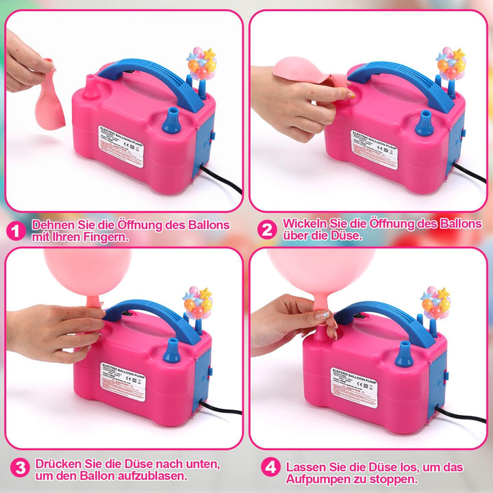 Luftballonpumpe Elektrisch,600W Elektrische Ballonpumpe Luftpumpe für Ballons,Doppeldüse Inflatorgeb