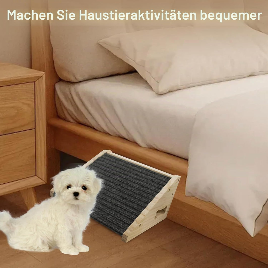 2 Stück Haustierrampe aus massivem Holz mit rutschfestem Filzbezug Hunderampe rutschfeste Grifffläch